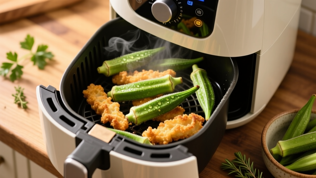 Crispy Frozen Non-Breaded Okra in Air Fryer (No Oil!)