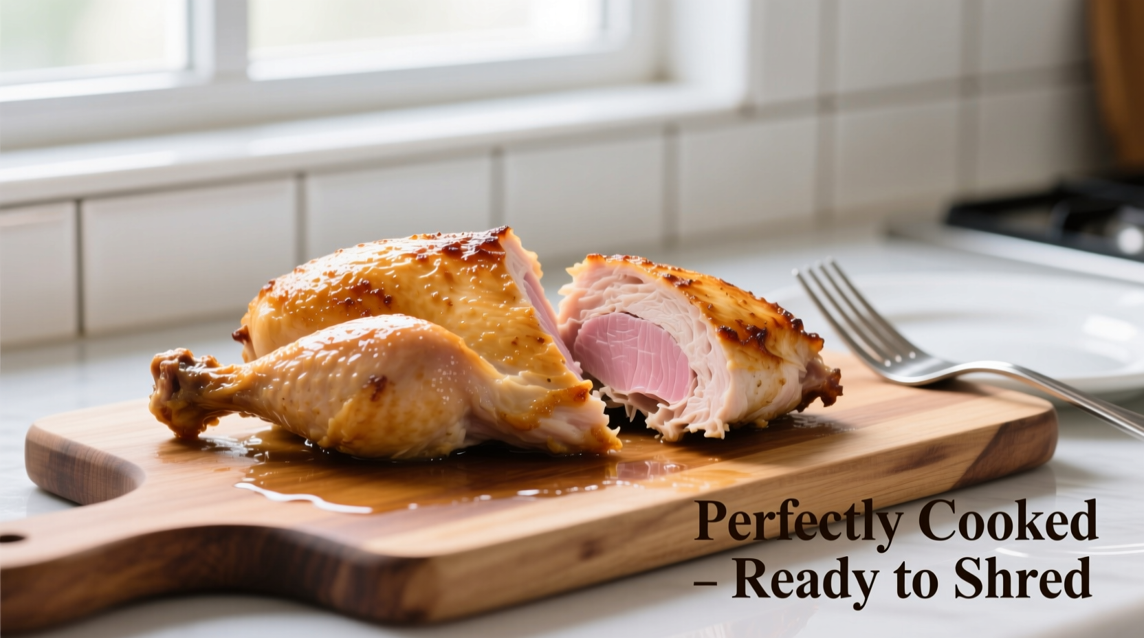 Perfectly cooked chicken breast ready for shredding