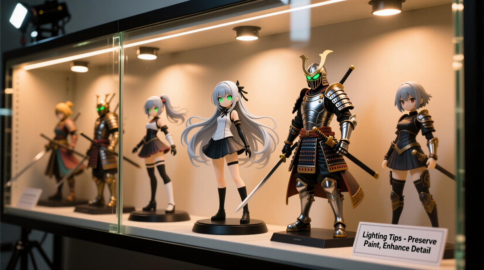 anime figure collection lighting tips to enhance display without fading paint