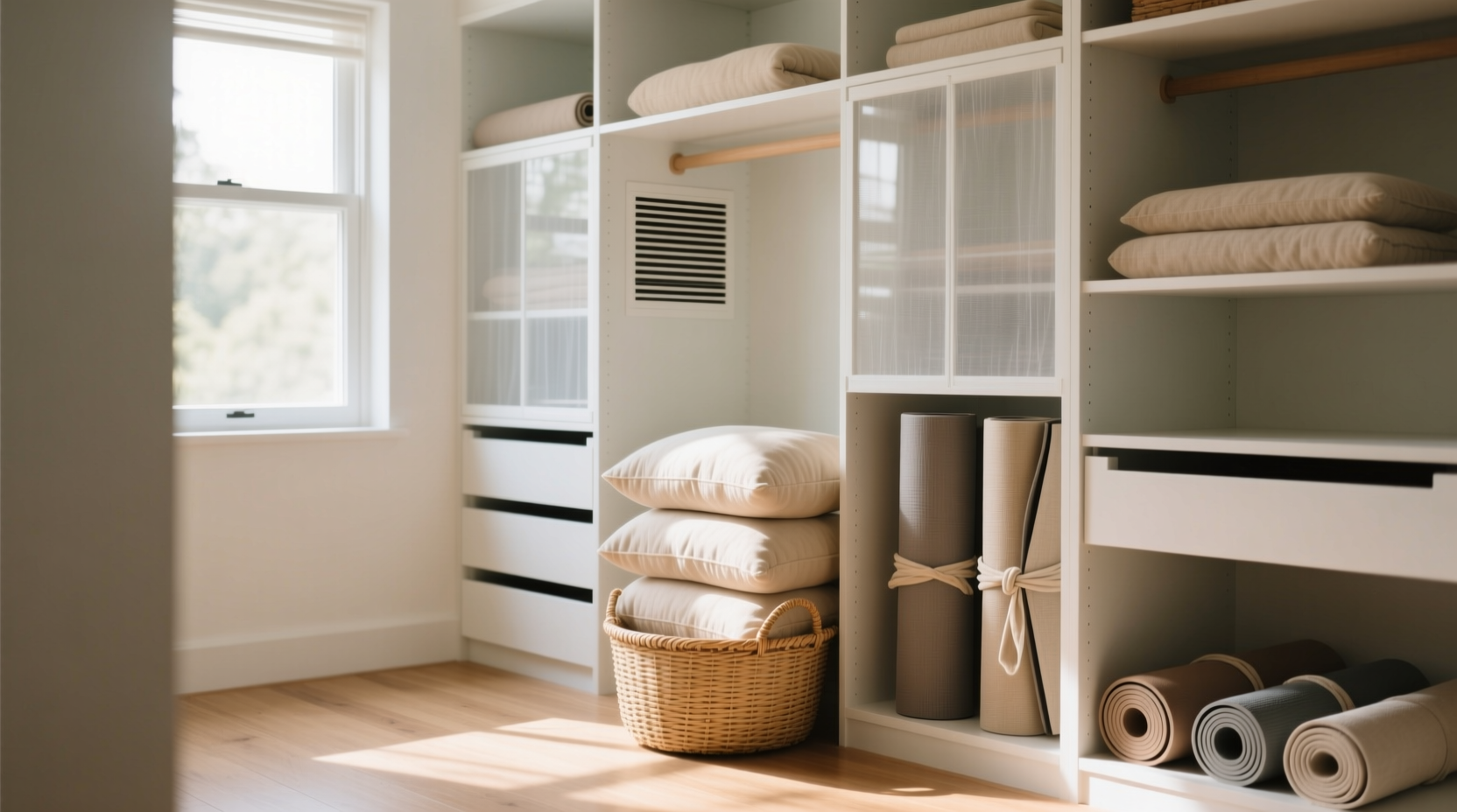 closet organization tips for yoga props