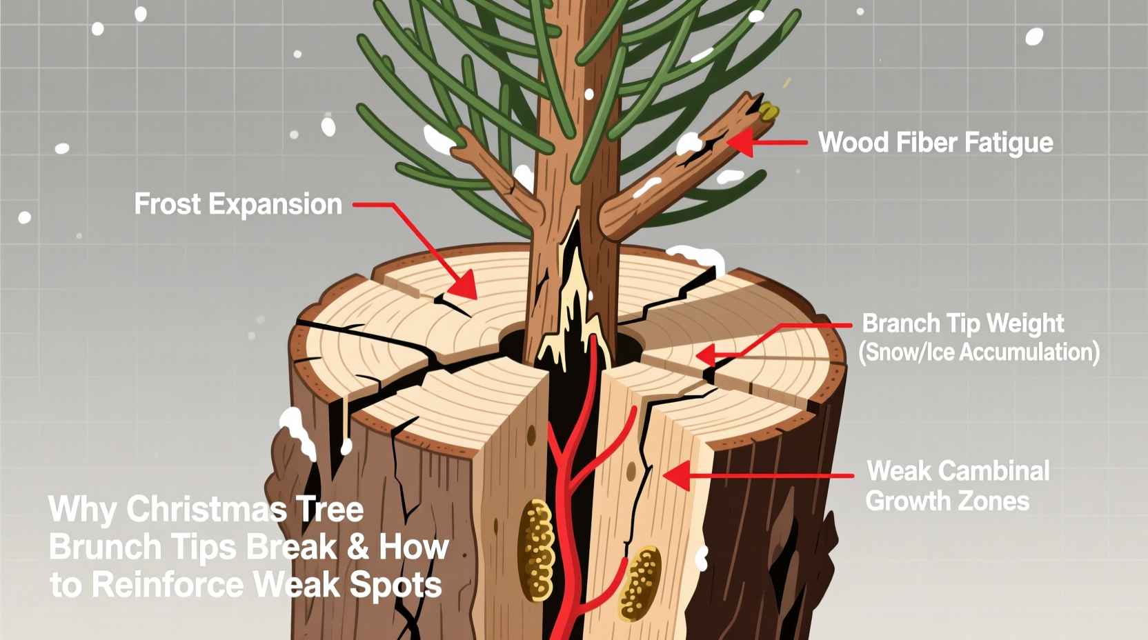 why do christmas tree branch tips break and how to reinforce weak spots