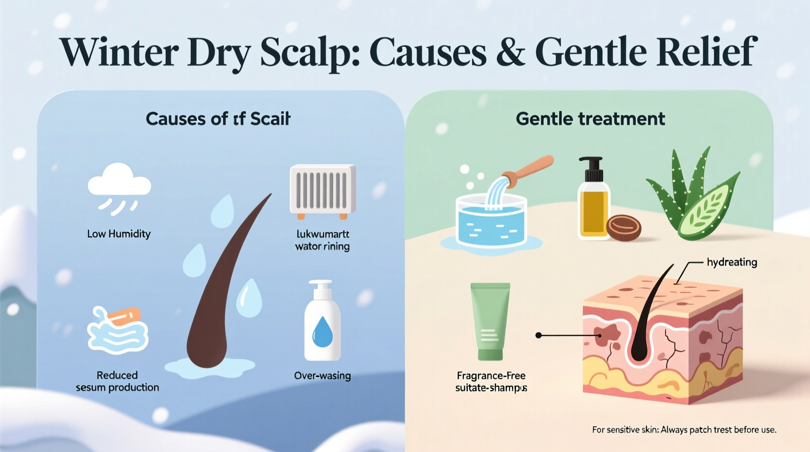causes of dry scalp in winter and how to treat it without harsh shampoos