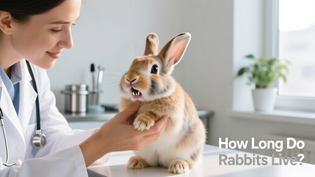 Close-up of a veterinarian gently examining a rabbit’s teeth and mouth during a routine wellness checkup