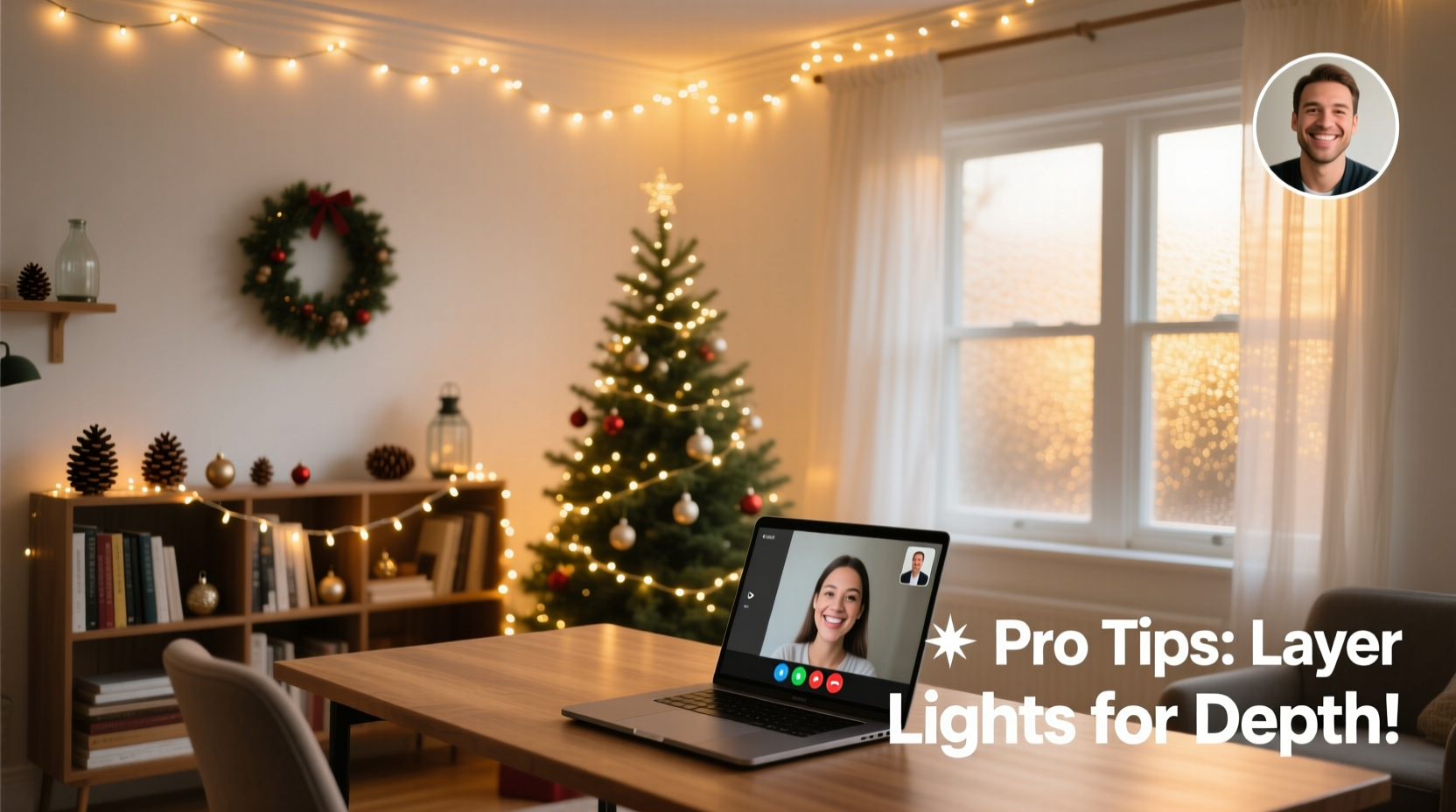 how to use christmas lights to enhance video call backdrops
