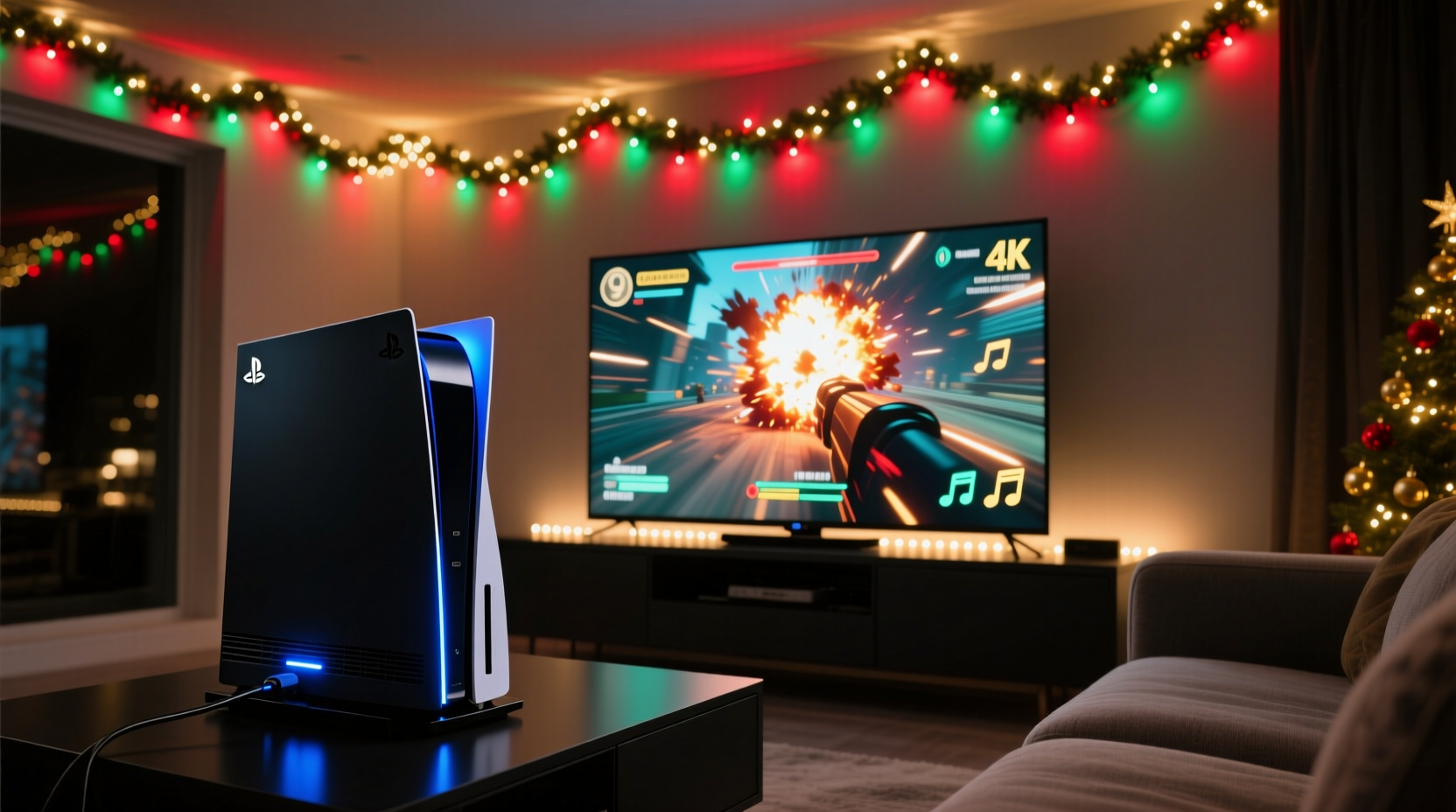 how to synchronize christmas lights with ps5 gameplay audio output
