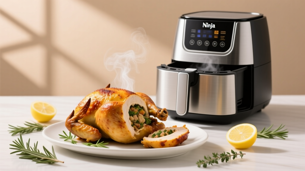 Crispy Juicy Whole Stuffed Chicken in Ninja Foodi