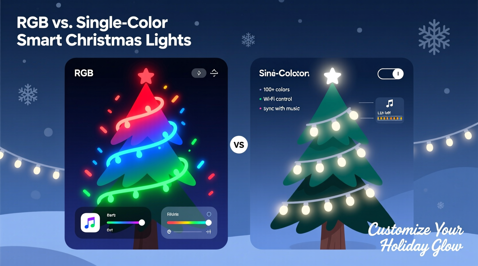 rgb vs single color smart christmas lights customization compared