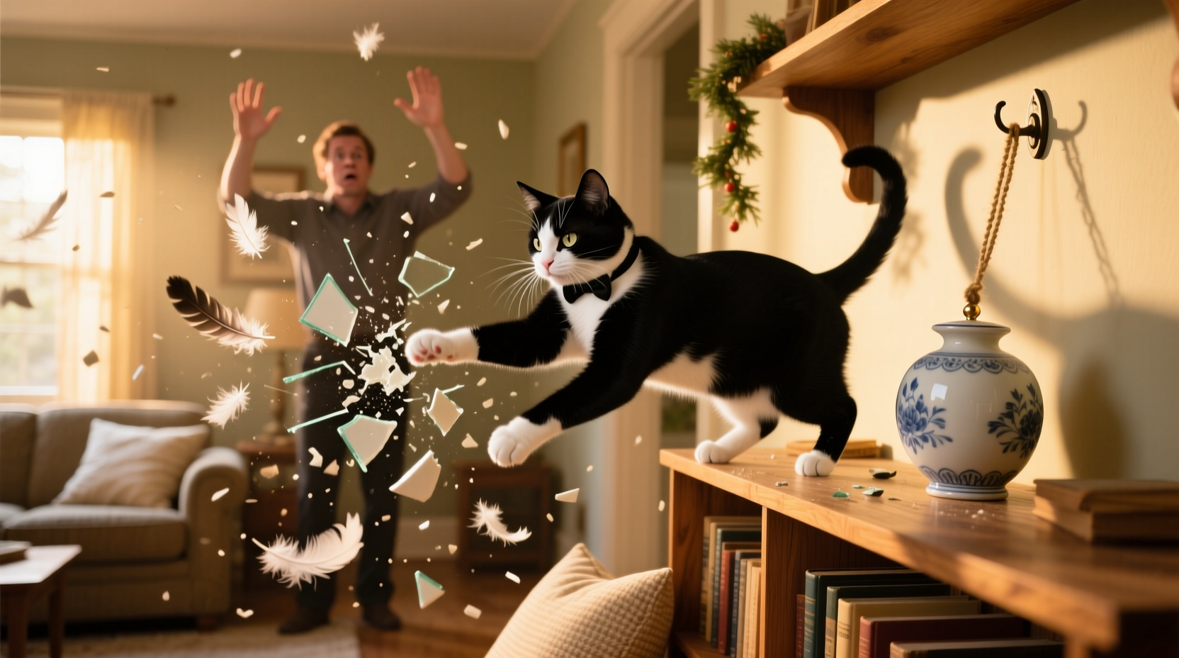 why does my cat knock down ornaments faster than i can hang them