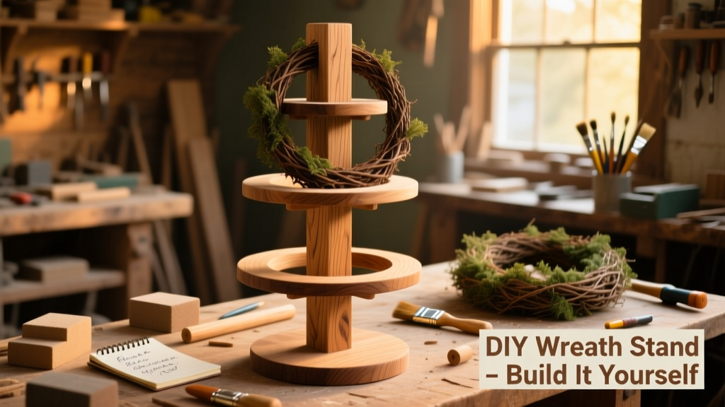 DIY Wreath Stand: Sturdy Wooden Floor Display