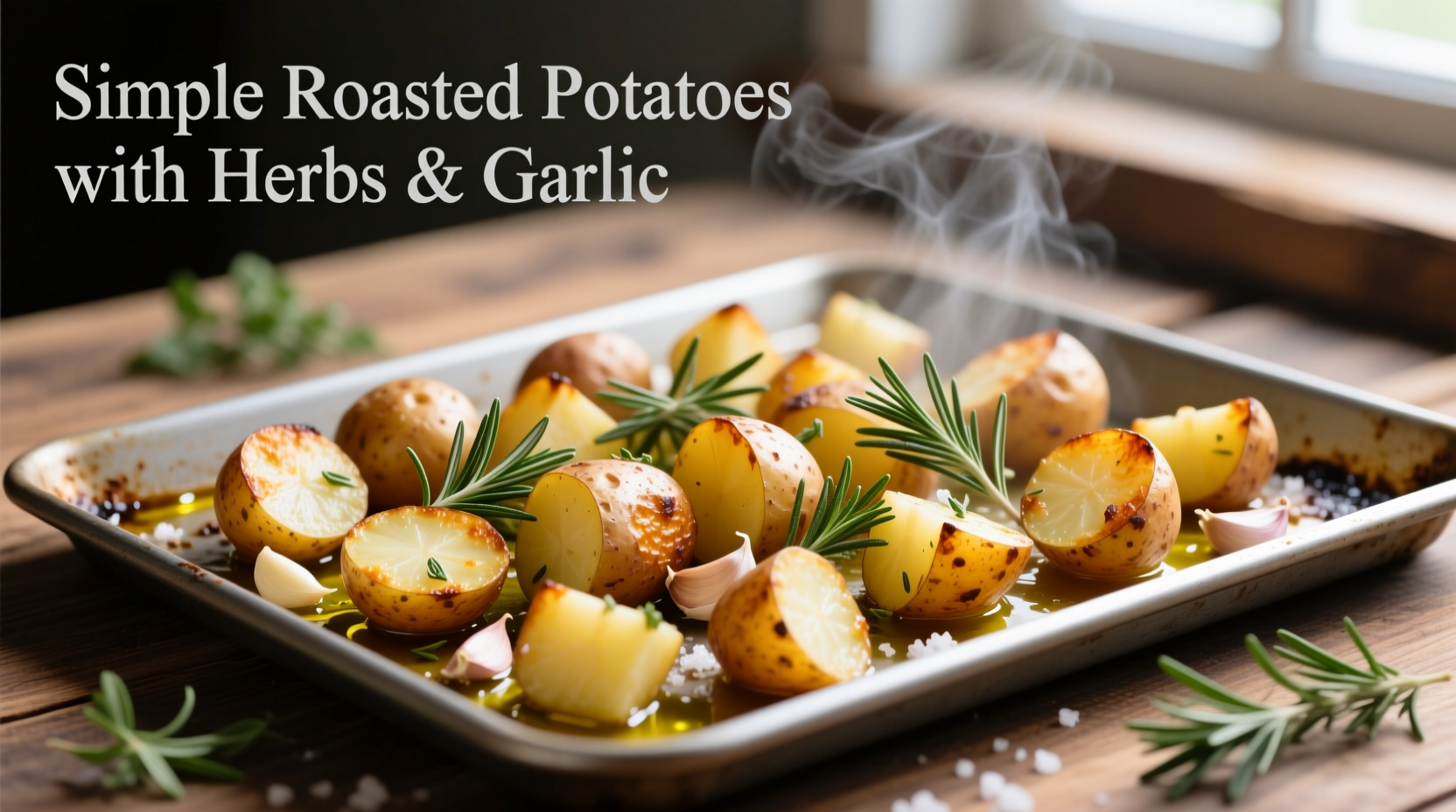 Simple roasted potato recipe with herbs and garlic