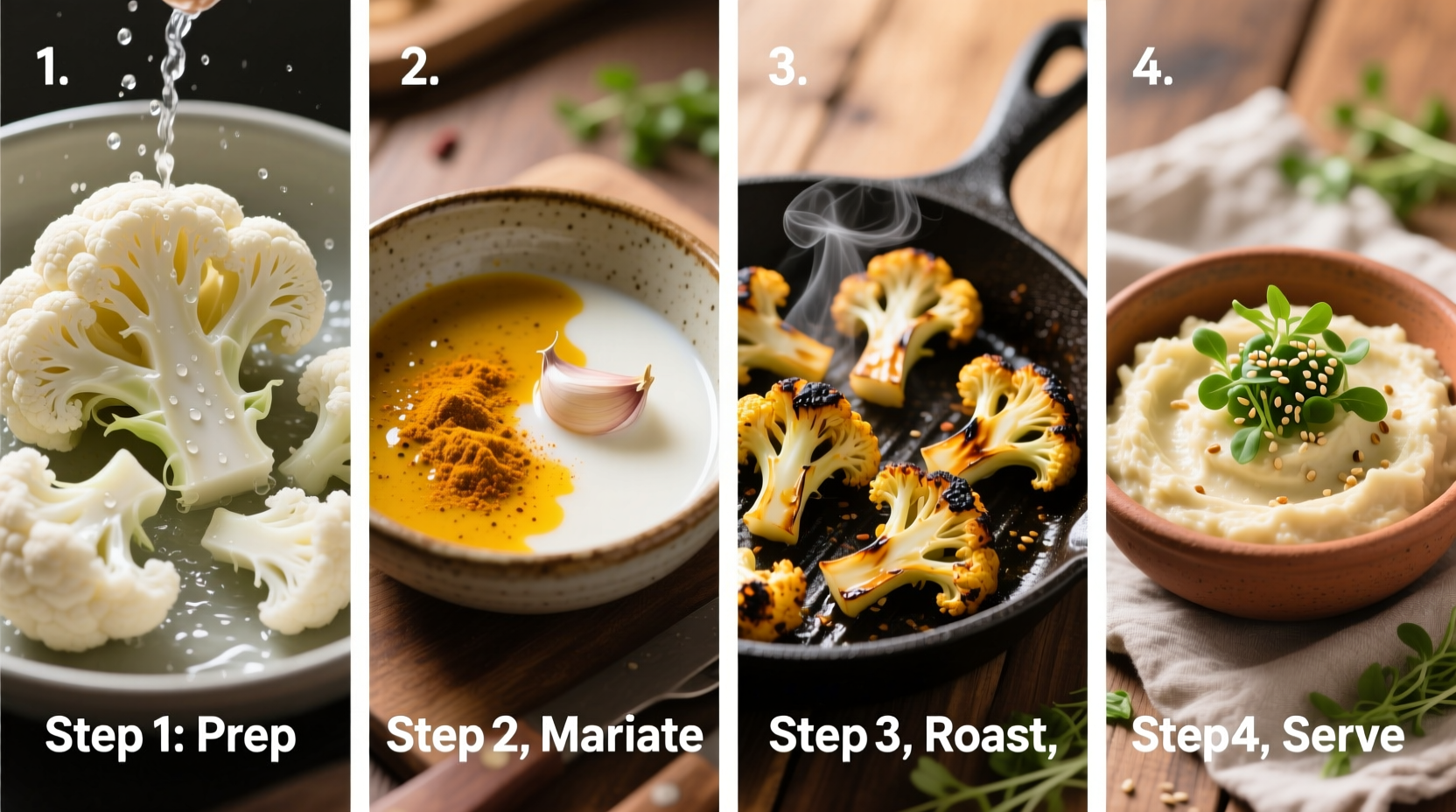 Cauliflower vegan recipes preparation steps