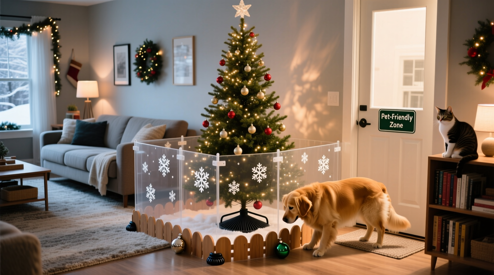 how to prevent pets from knocking over the christmas tree effective barriers and tips