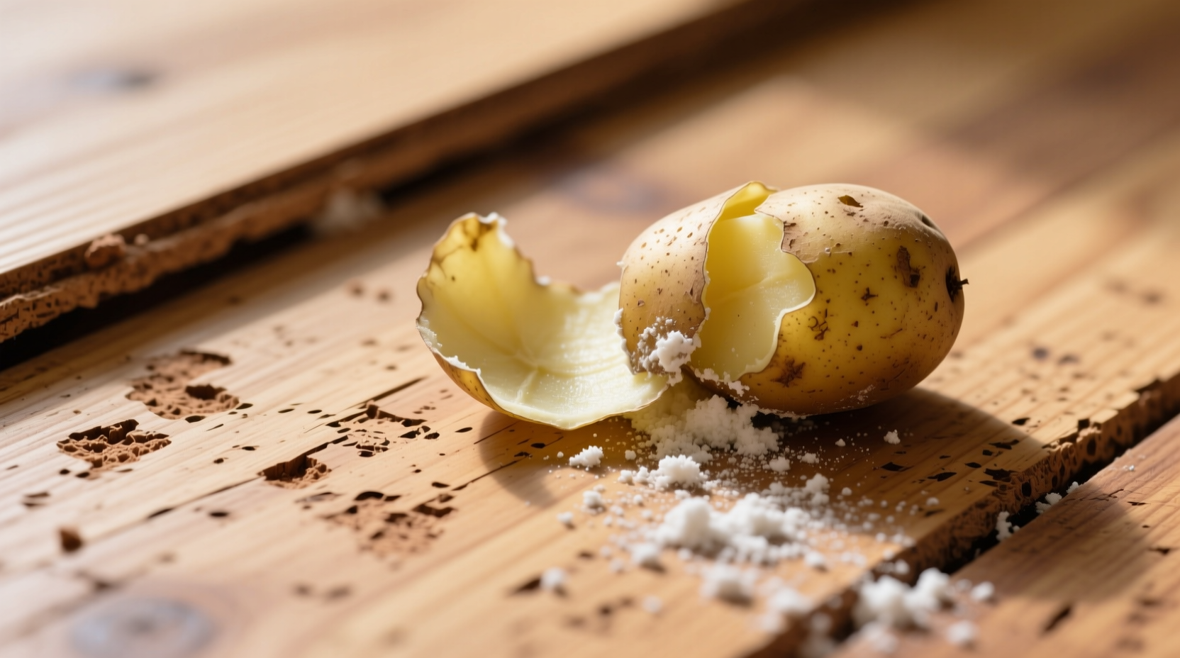 remove scuff marks from cork flooring with potato skin