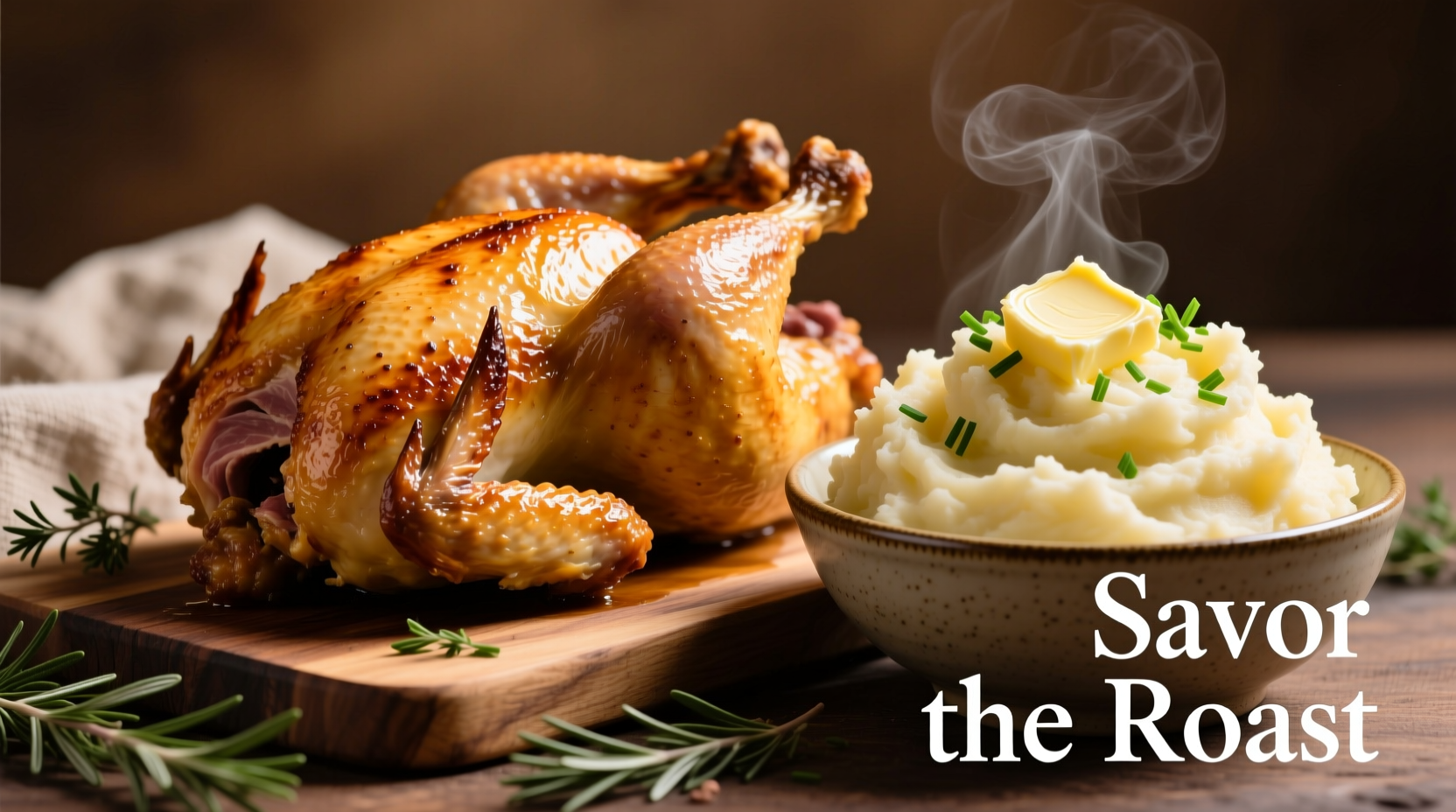 Golden roasted chicken with creamy mashed potatoes