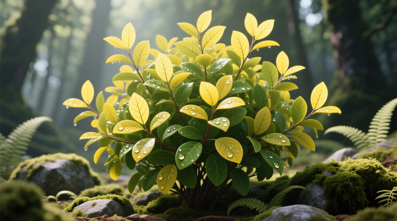 yellow green leaves bush