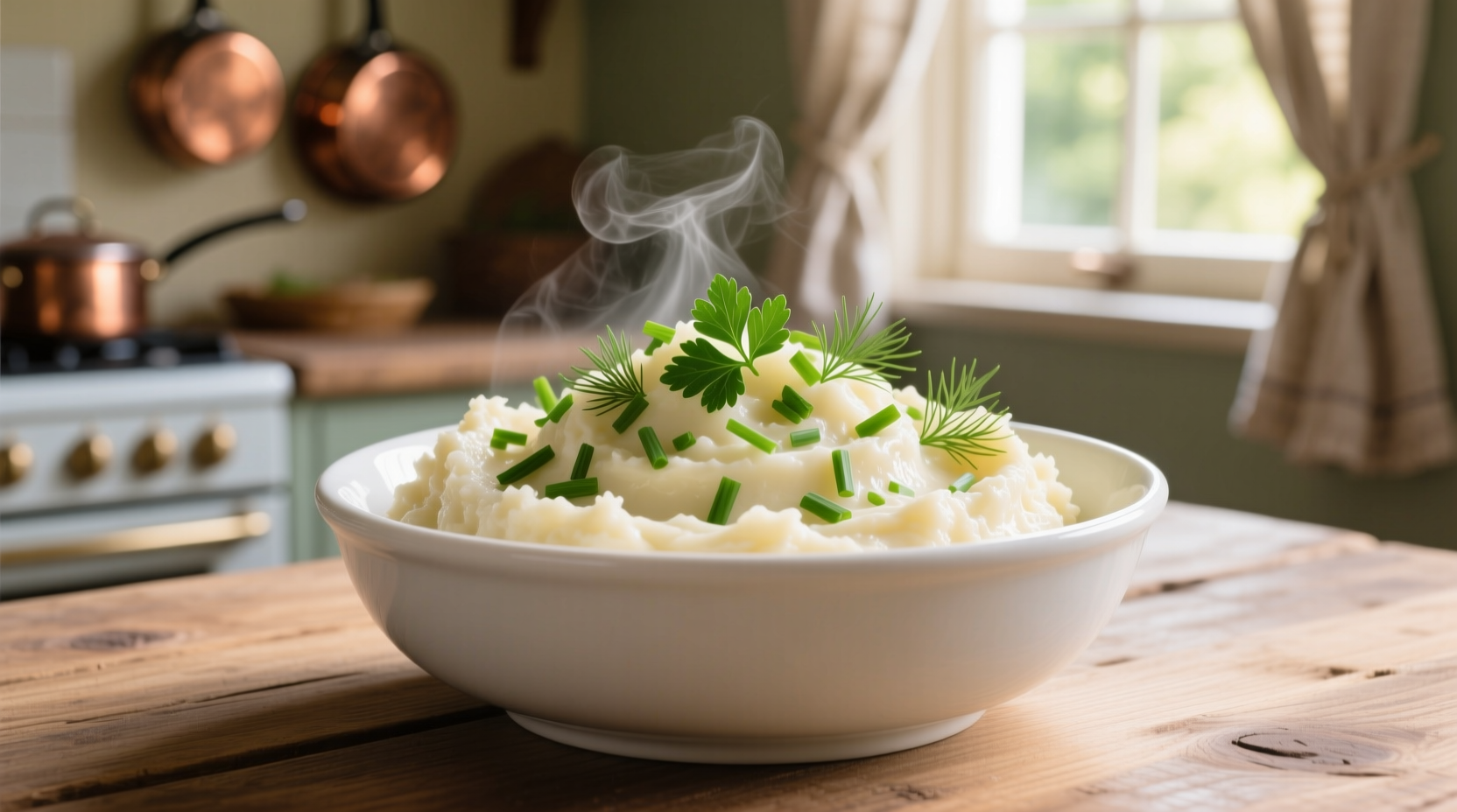 Cremiges Blumenkohl-Püree mit frischen Kräutern