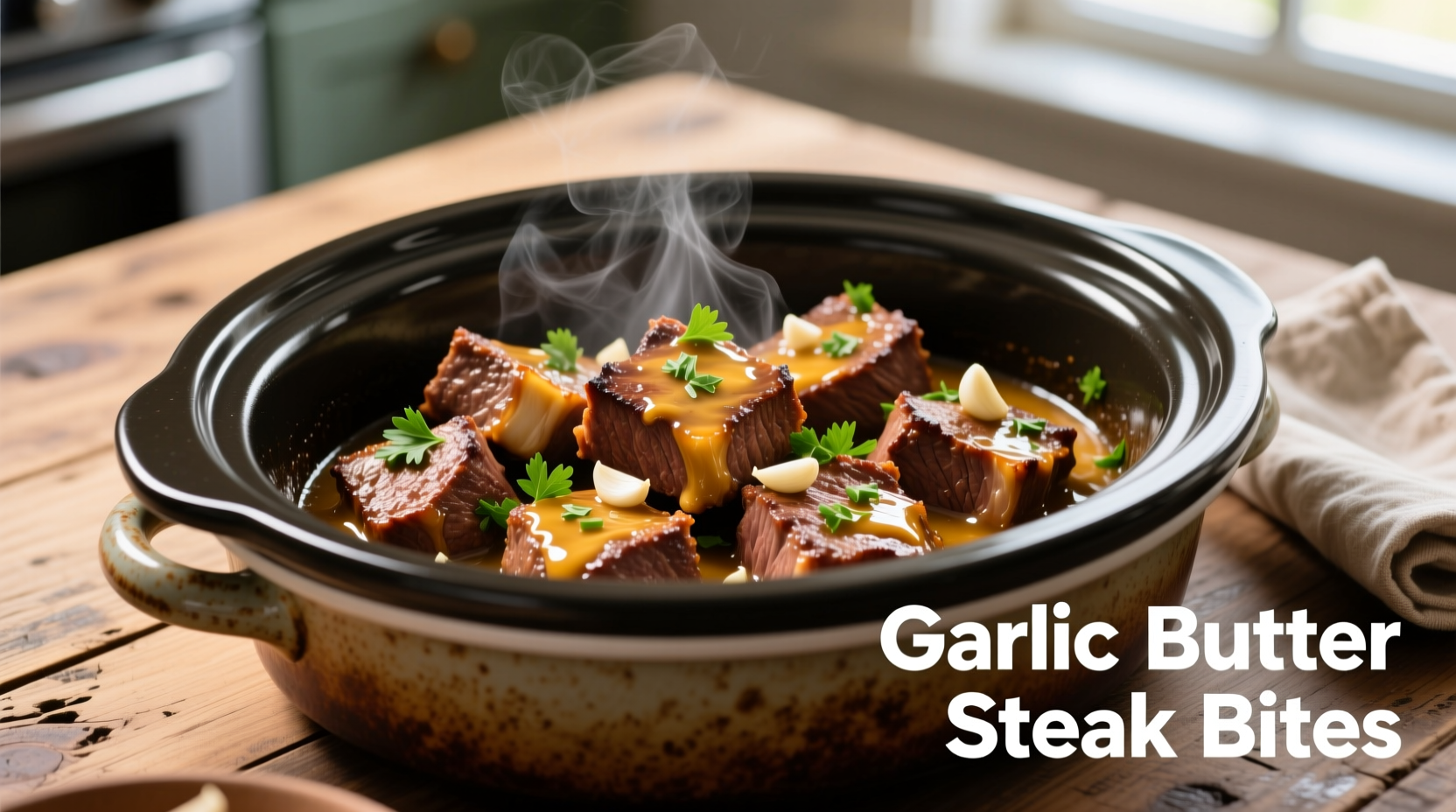 Perfect Crock Pot Garlic Butter Steak Bites Recipe