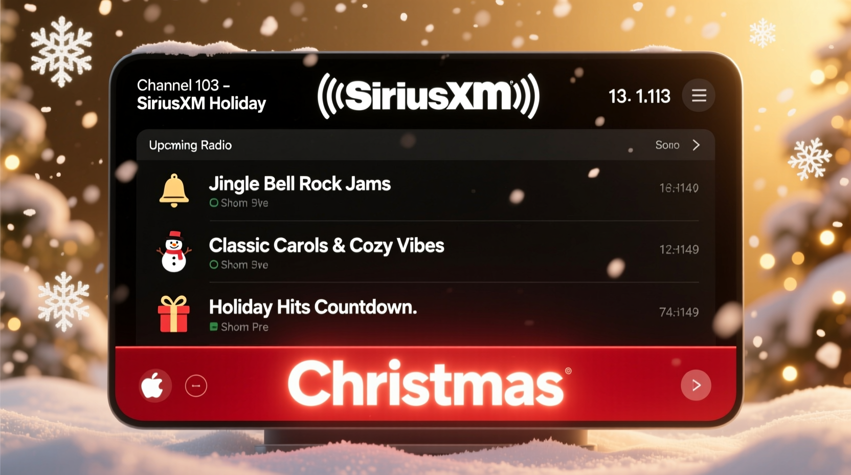 what channel is the christmas station on sirius radio