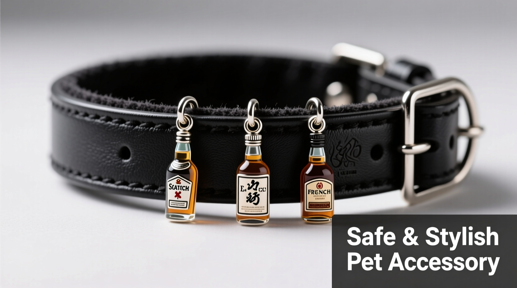 how to decorate pet collars with miniature liquor brand charms safely