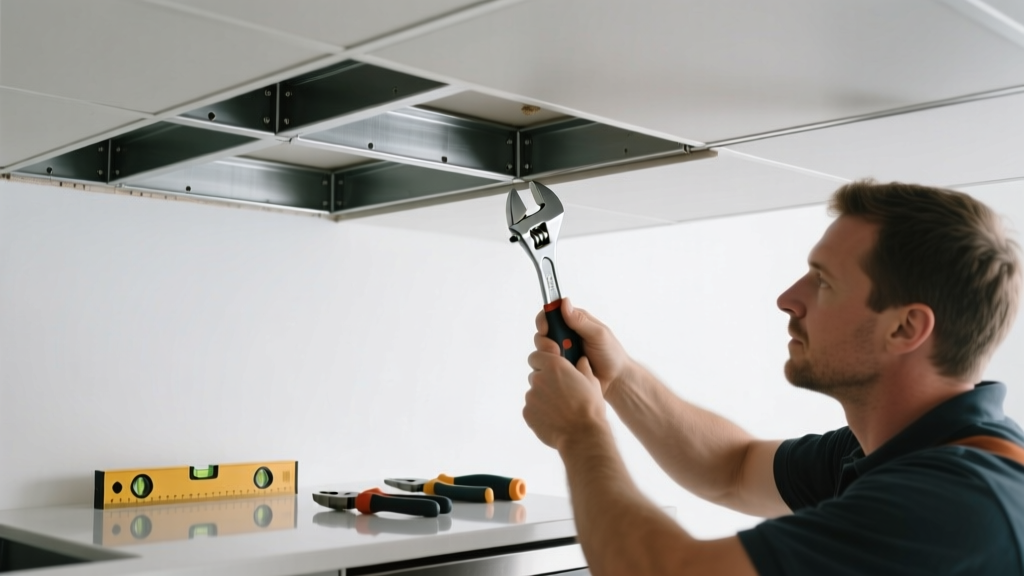 Fixing Bent Drop Ceiling Grid in the Kitchen
