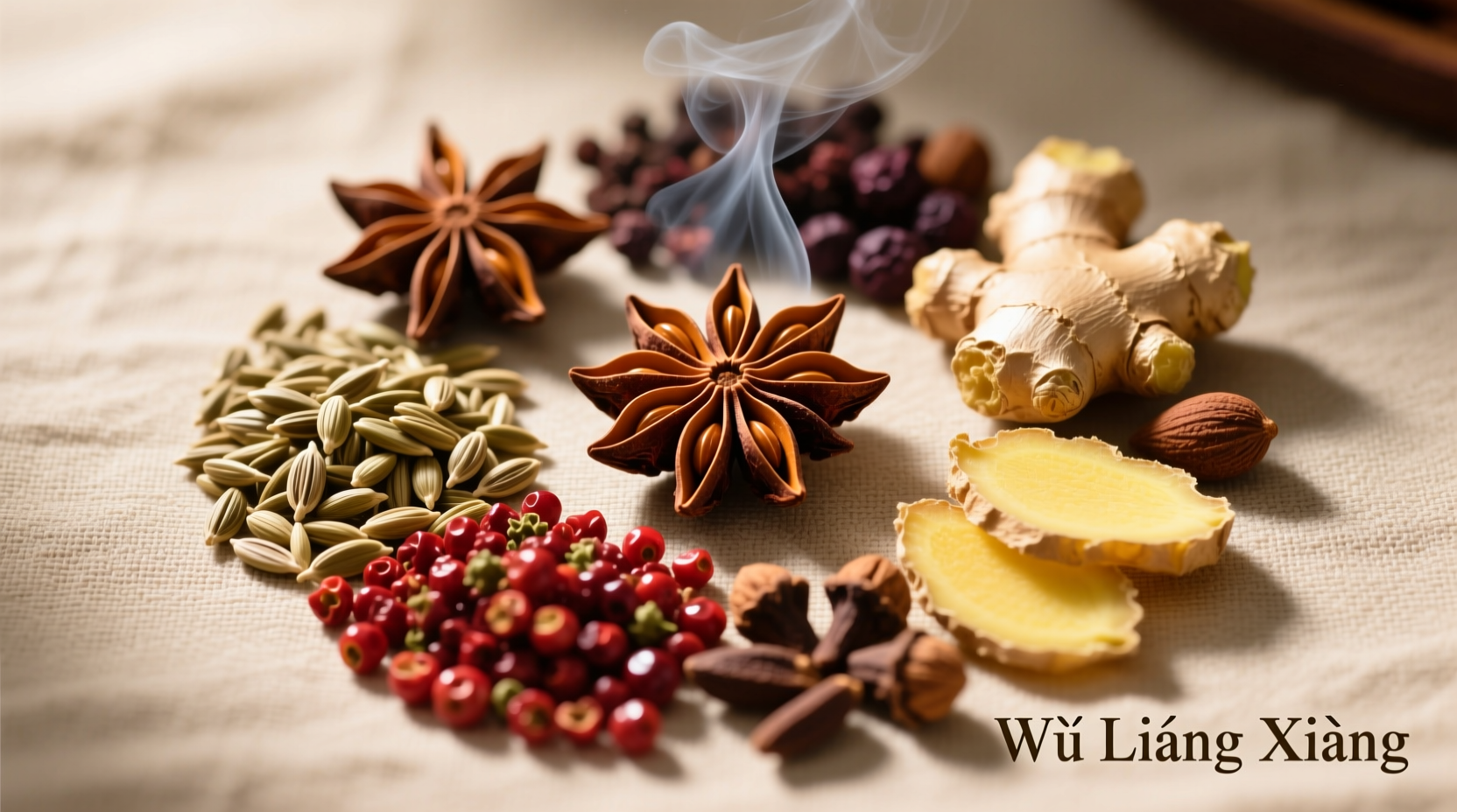Chinese Five Spice ingredients arranged visually