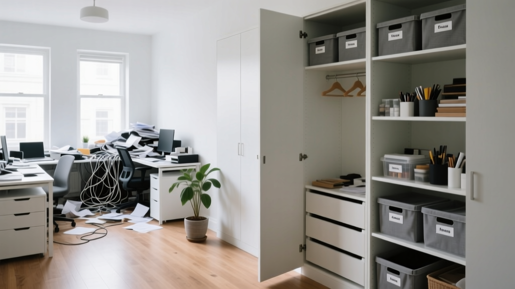 Decluttering a Home Office Shared by Two Remote Workers w...