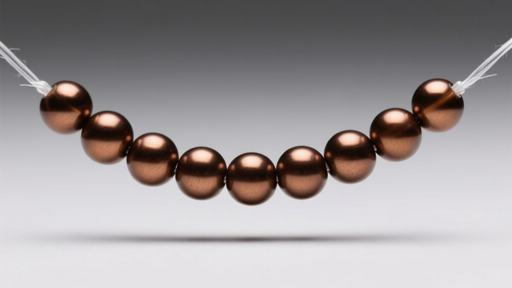 Macro shot of 11/0 Miyuki Delica seed beads in matte bronze strung on clear polyethylene thread under focused studio lighting.