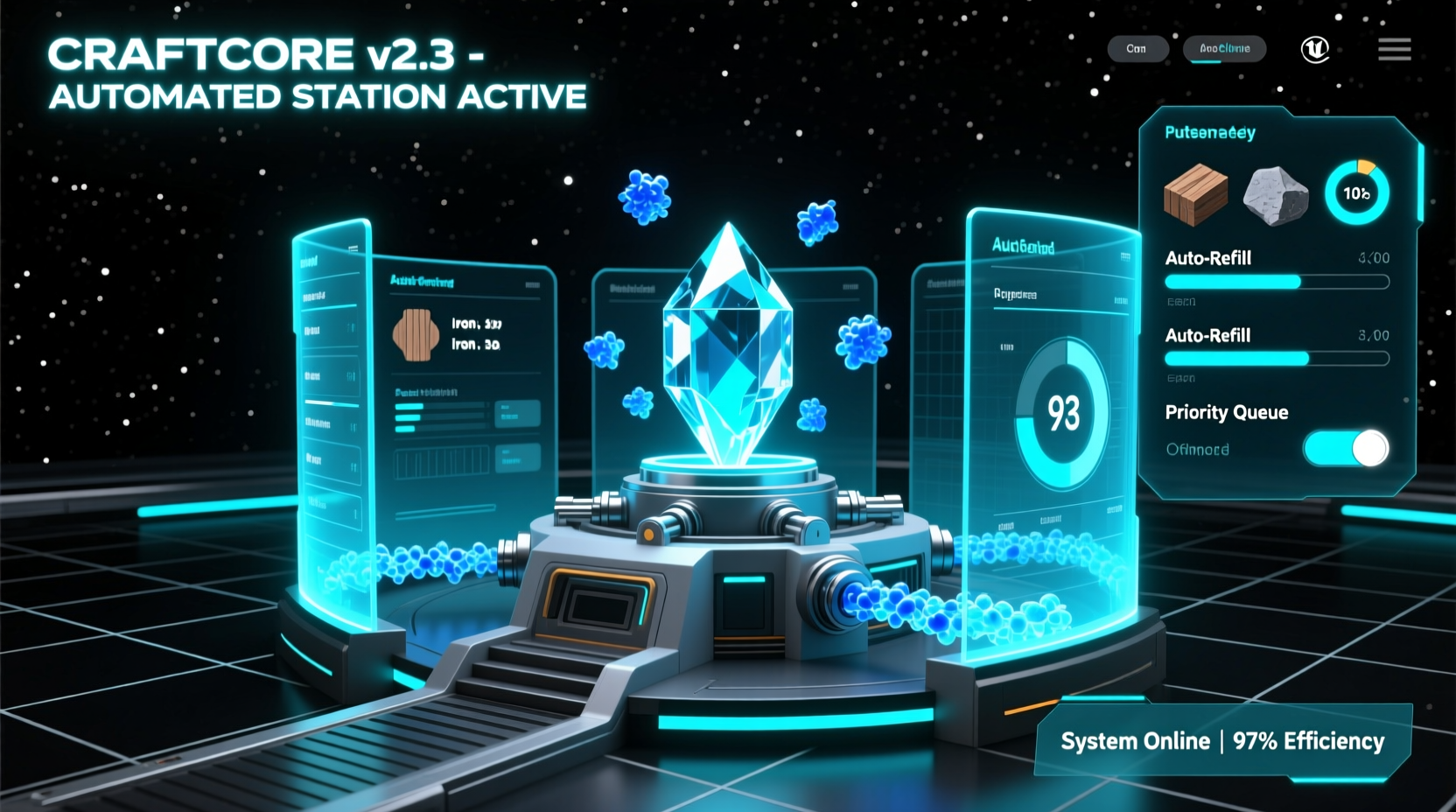CraftCore mod interface showing automated crafting station