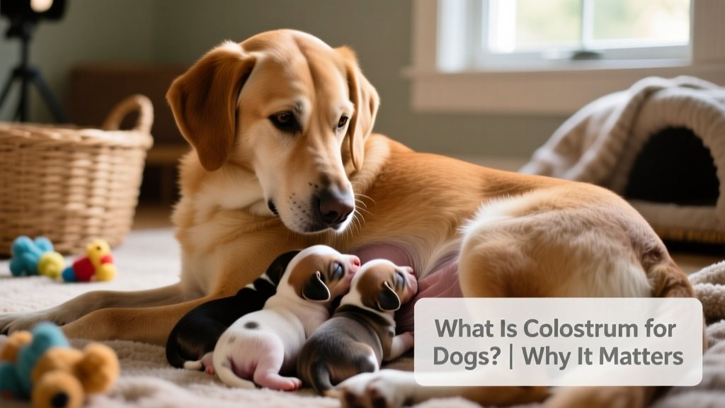Close-up of a mother dog nursing her puppies, highlighting early bonding and nutrition