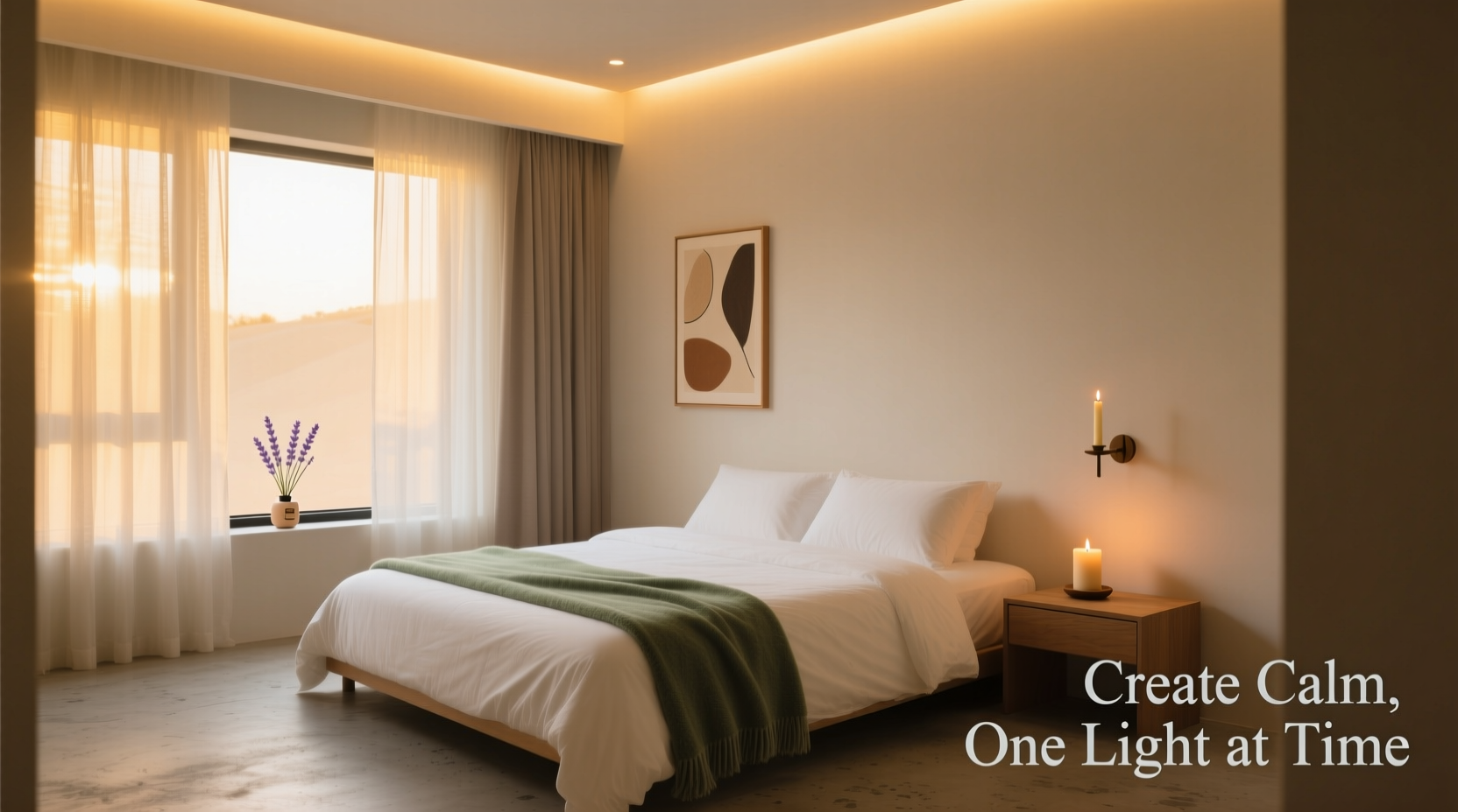 how to create a calming bedroom vibe using only lighting and scent