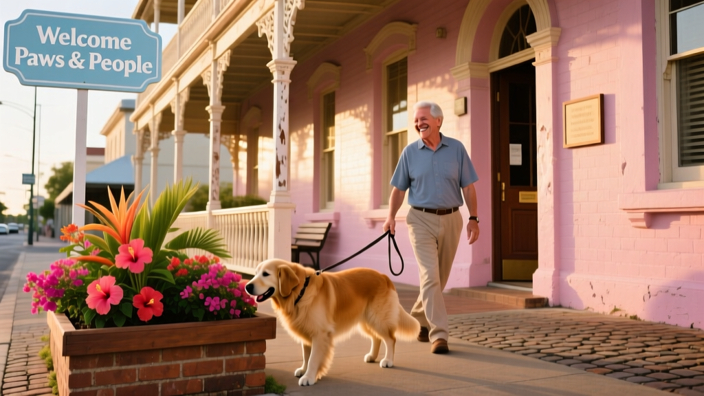 A historic pink colonial building in Townsville’s city center