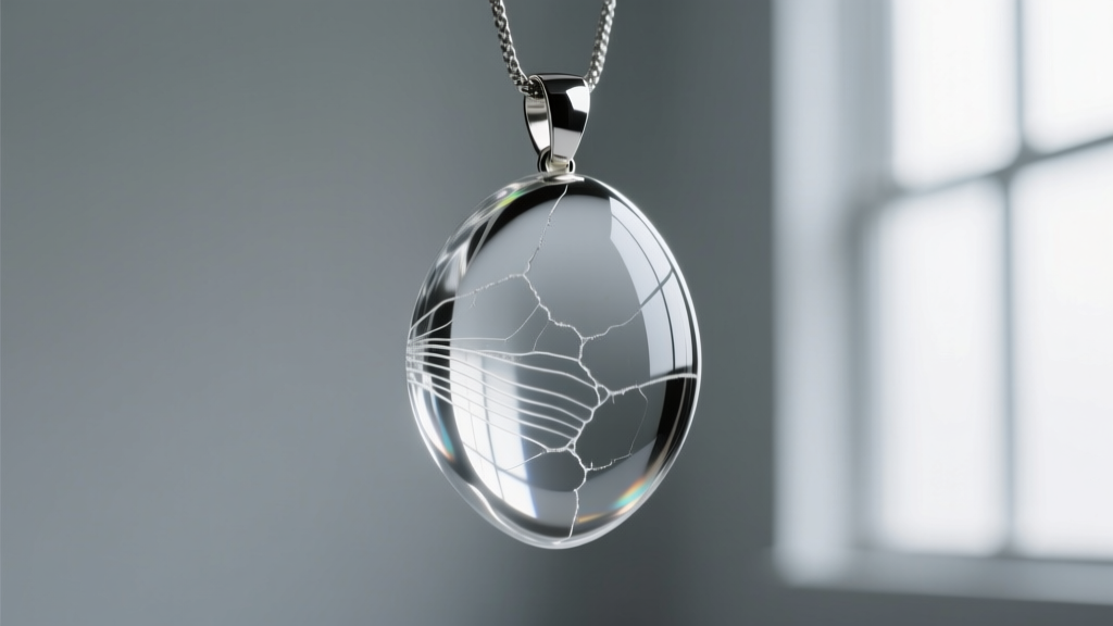 Macro shot of an ABS pendant during acetone vapor smoothing, shifting from matte layer lines to a high-gloss reflective surface.