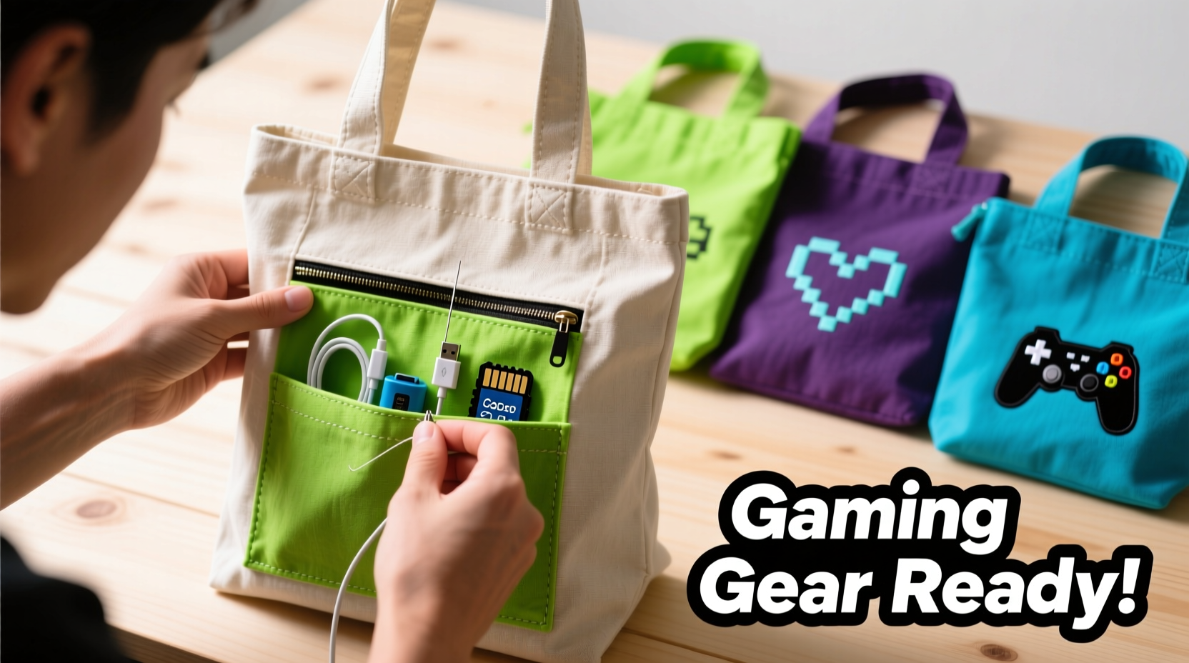 how to make reusable fabric gift bags with hidden pockets for small gaming accessories