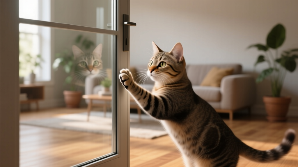 Cat Pawing at Glass Doors: Wanting In or Out