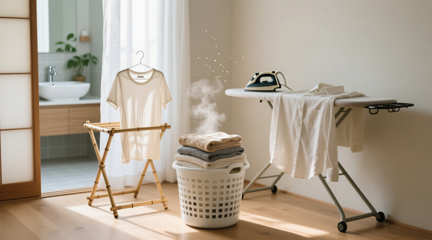 a simplified week laundry area