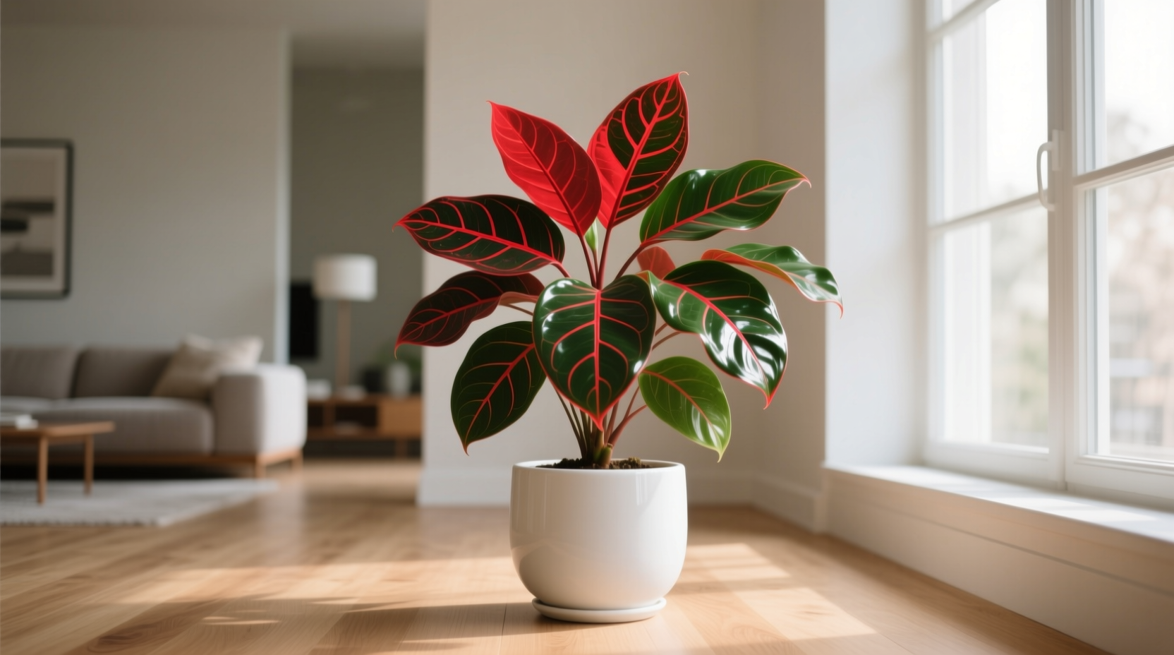indoor plant with red and green leaves