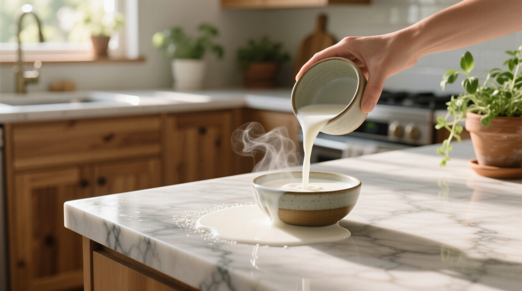 eco friendly marble cleaning with milk