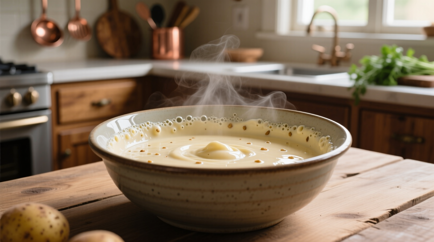 Freshly made potato batter in mixing bowl