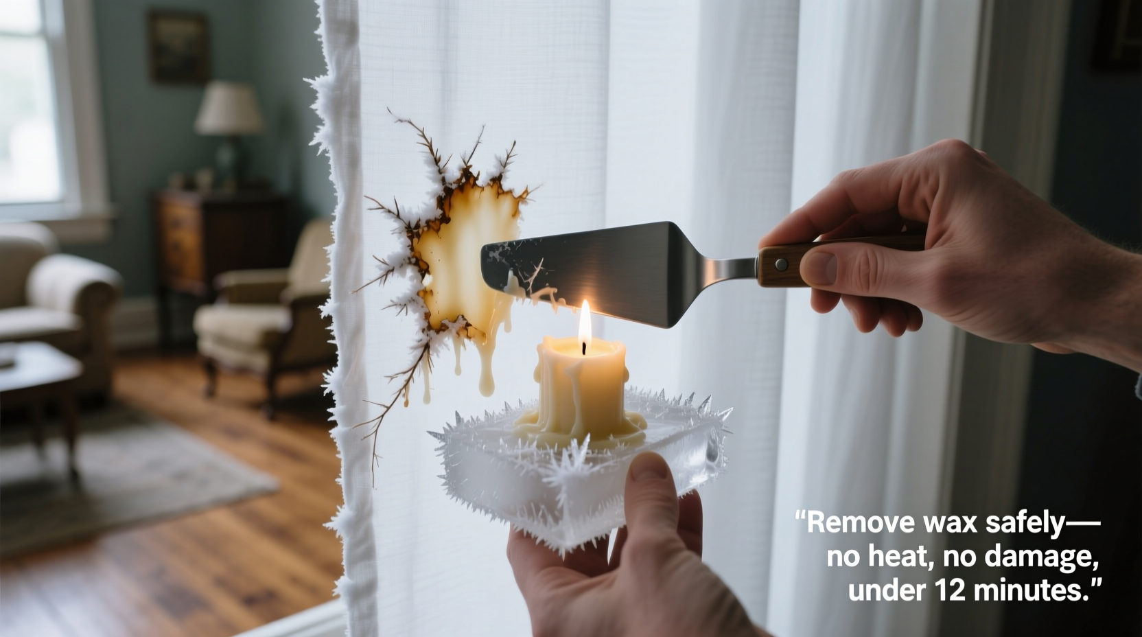 how to remove candle wax from cotton curtains