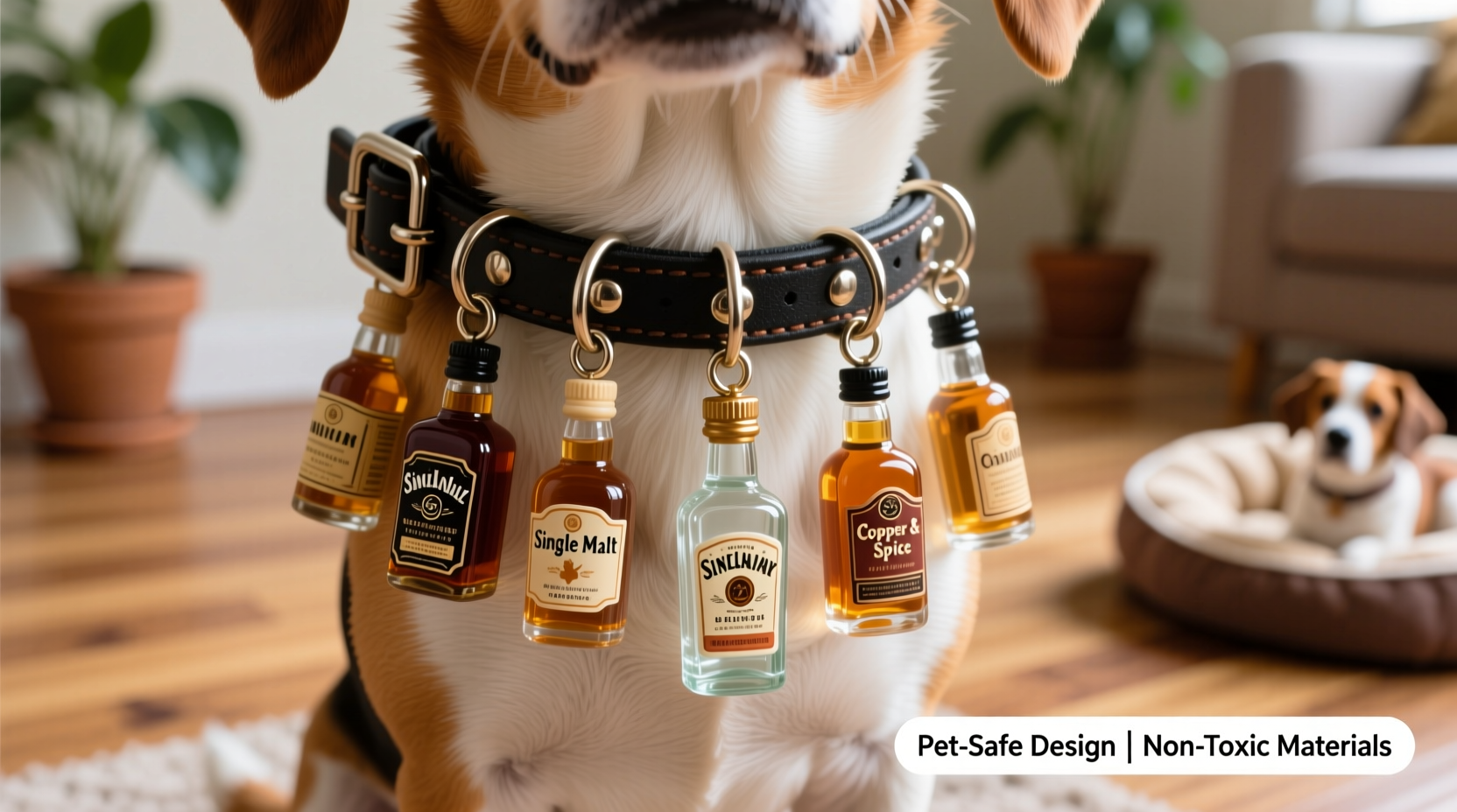 how to decorate pet collars with mini liquor bottle charms safely