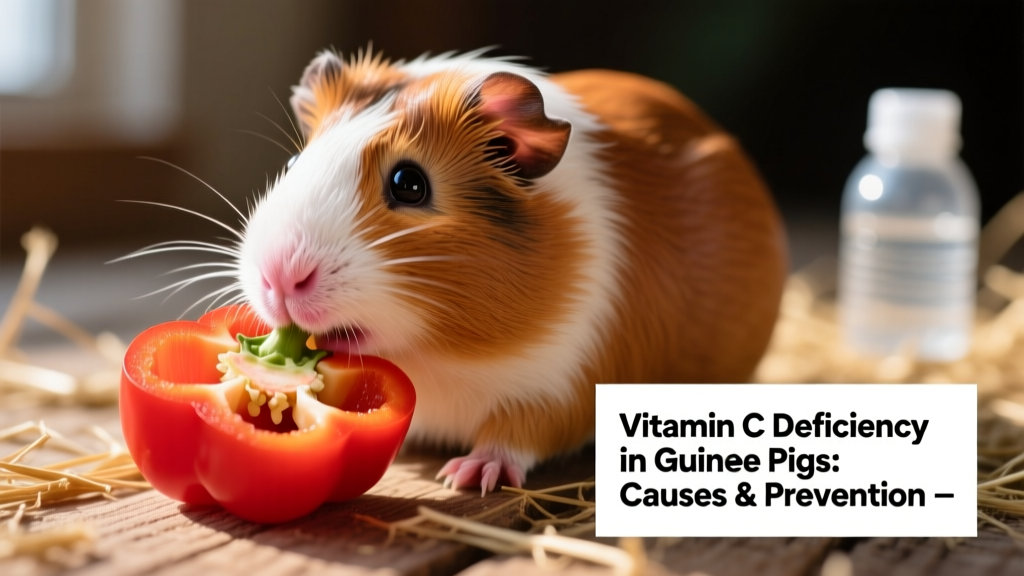 Close-up of a healthy guinea pig eating fresh red bell pepper