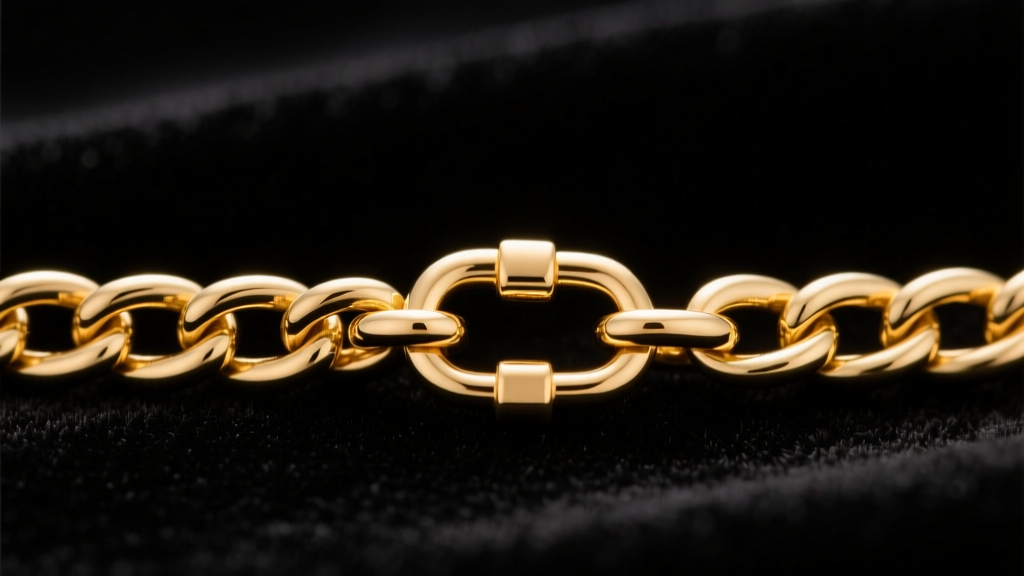 Macro shot of a 1.2mm 14k gold box chain with a lobster clasp, showing intricate link structure against a dark velvet backdrop.