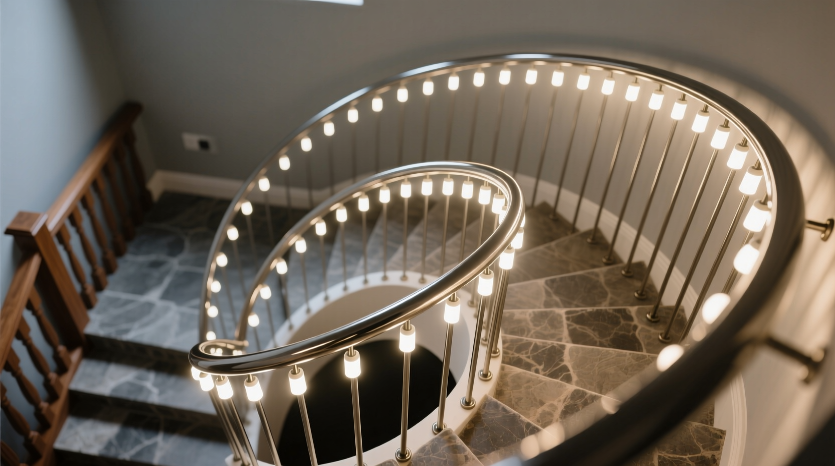 how to wrap lights around a spiral staircase railing for even spacing and zero gaps