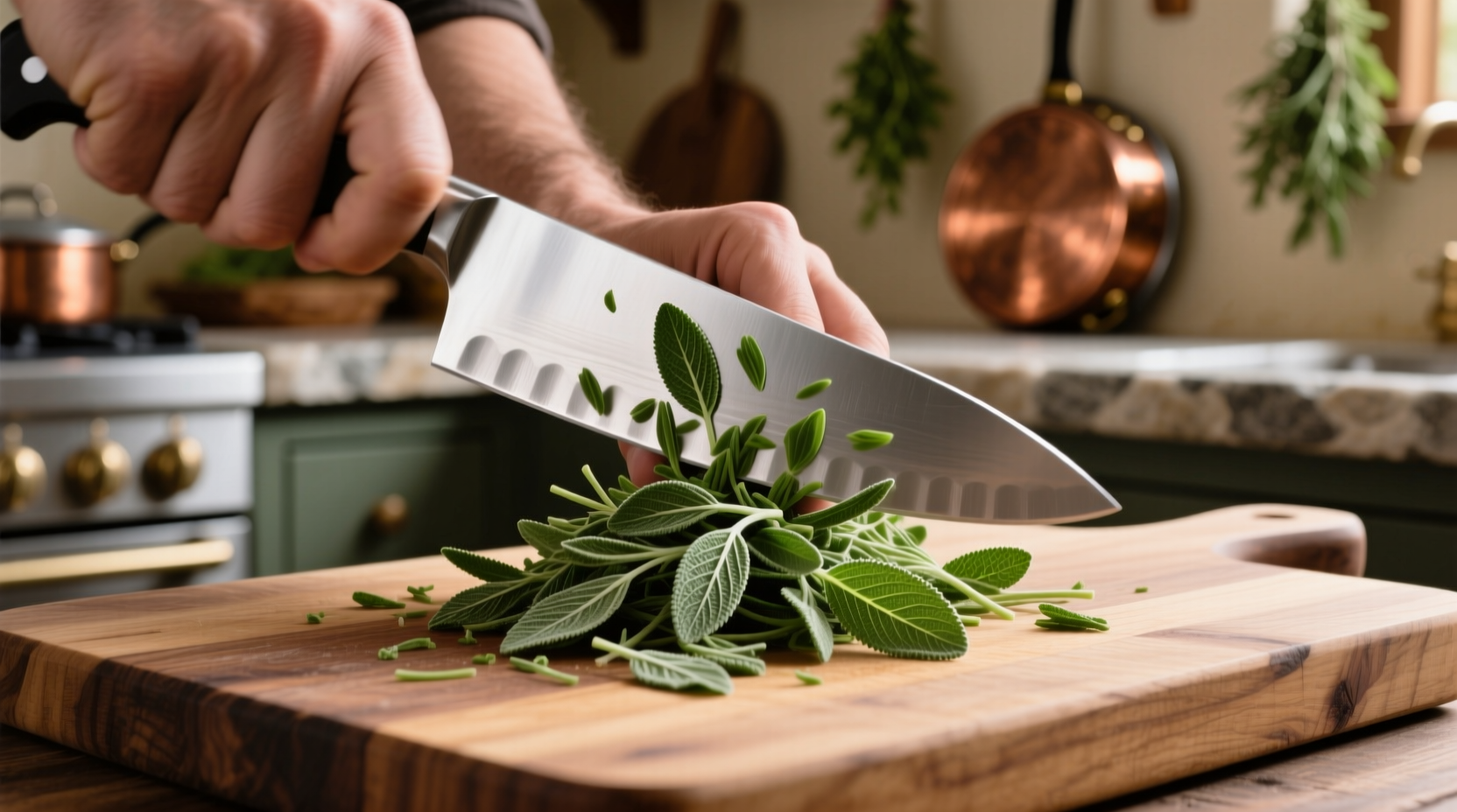 knife skills mince fresh sage