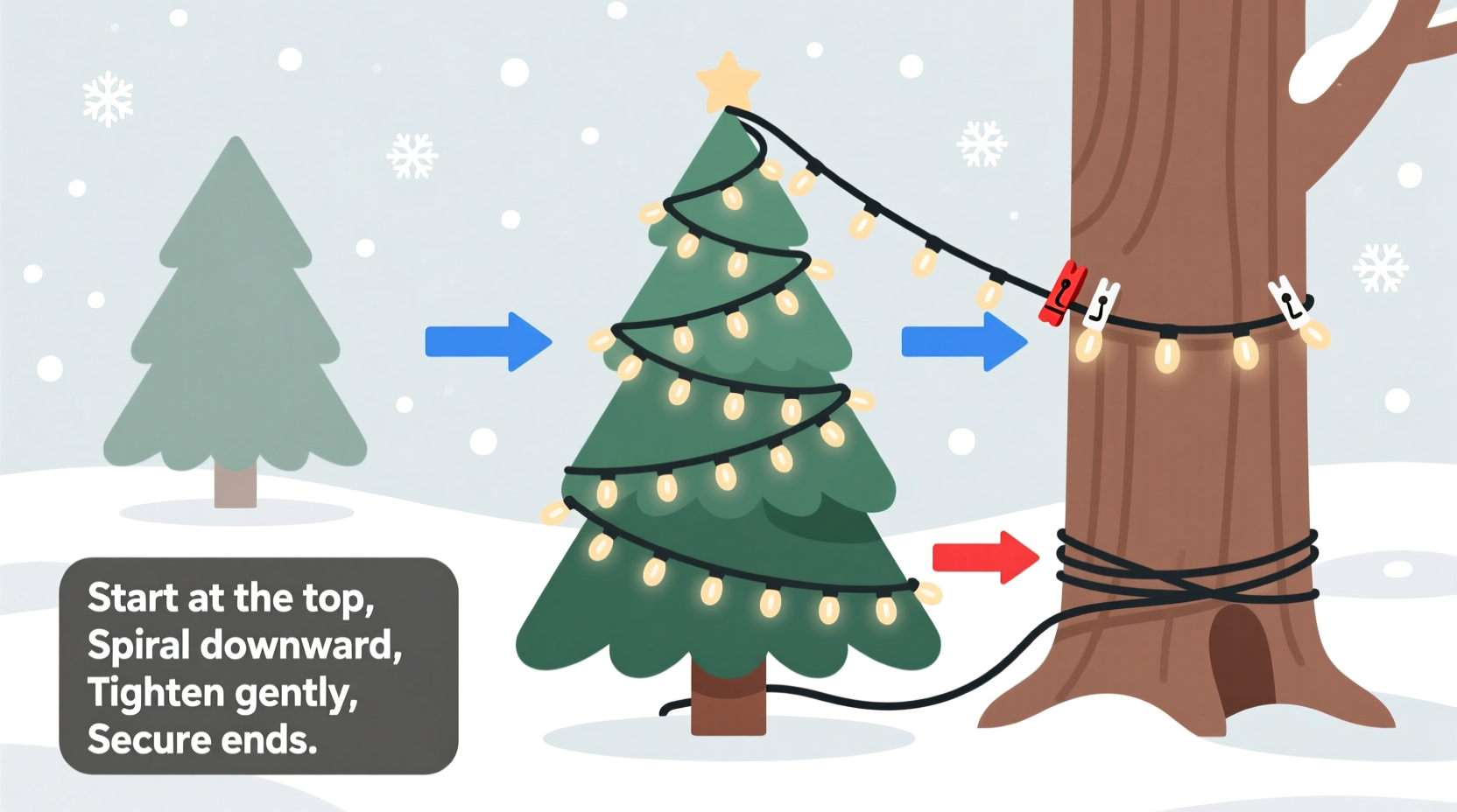how to wrap a christmas tree evenly with lights step by step for beginners