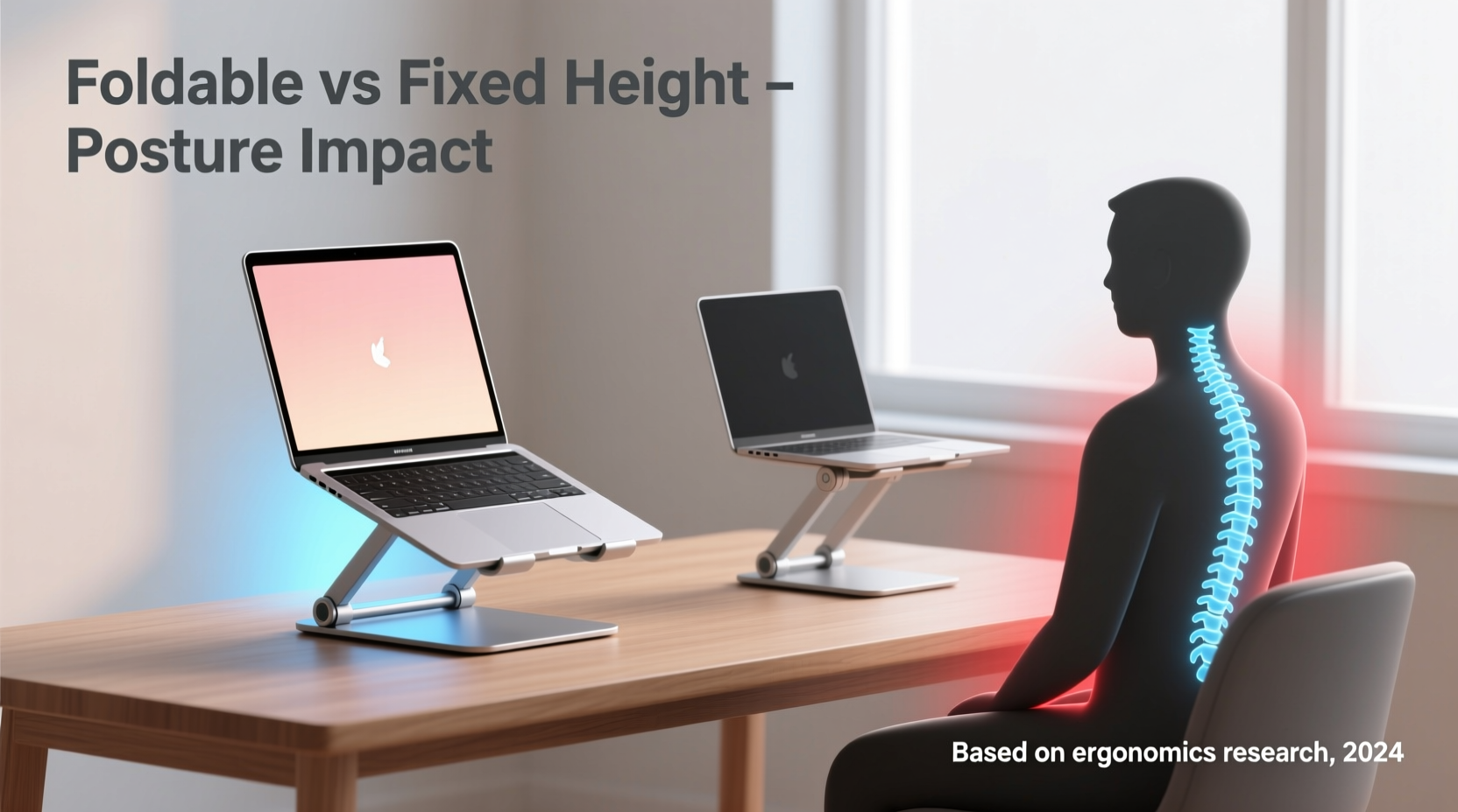 foldable laptop stand vs fixed height which improves posture during long work sessions
