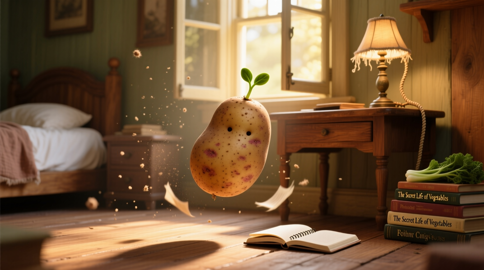 a potato flew around my room