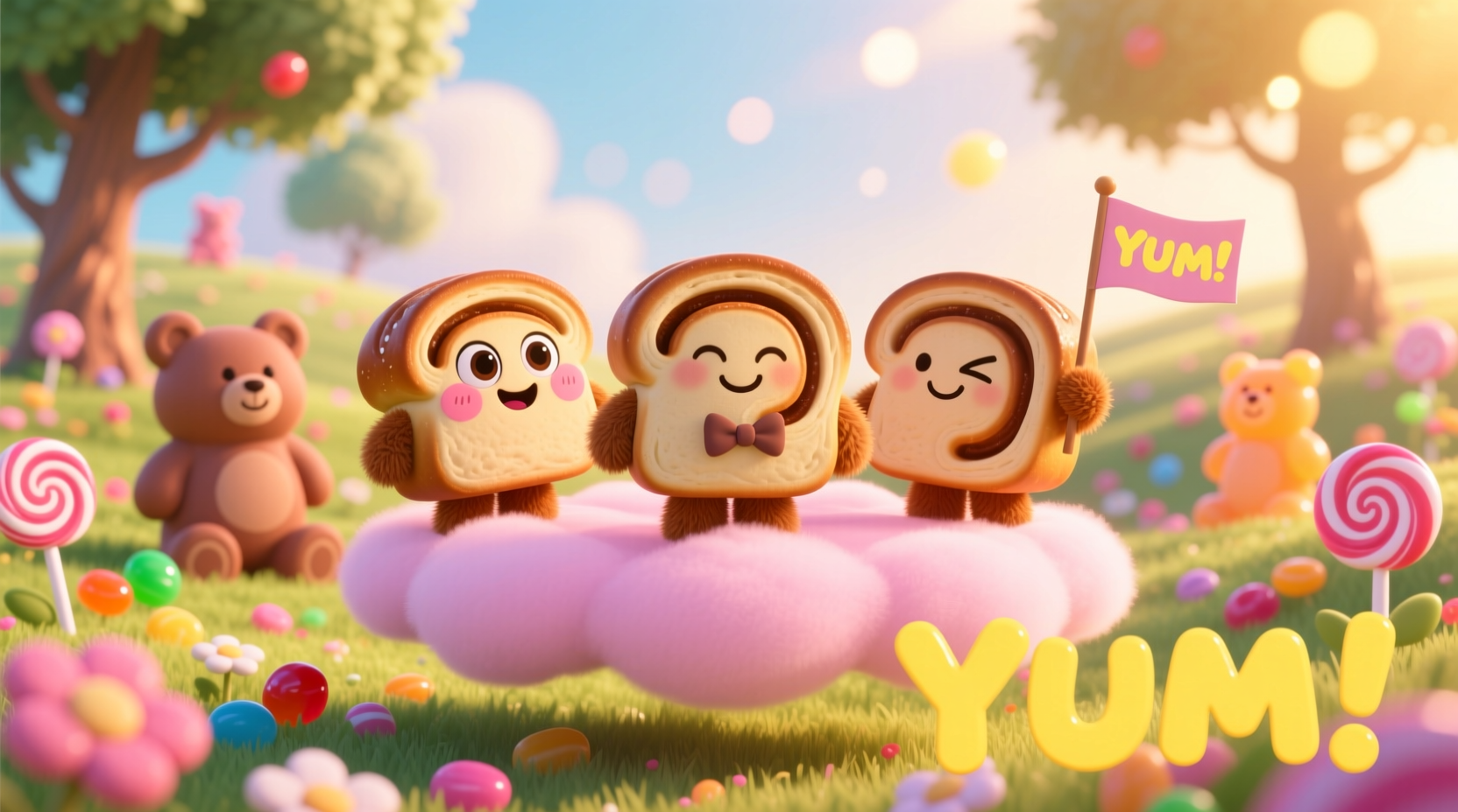 cute animated cinnamon roll characters