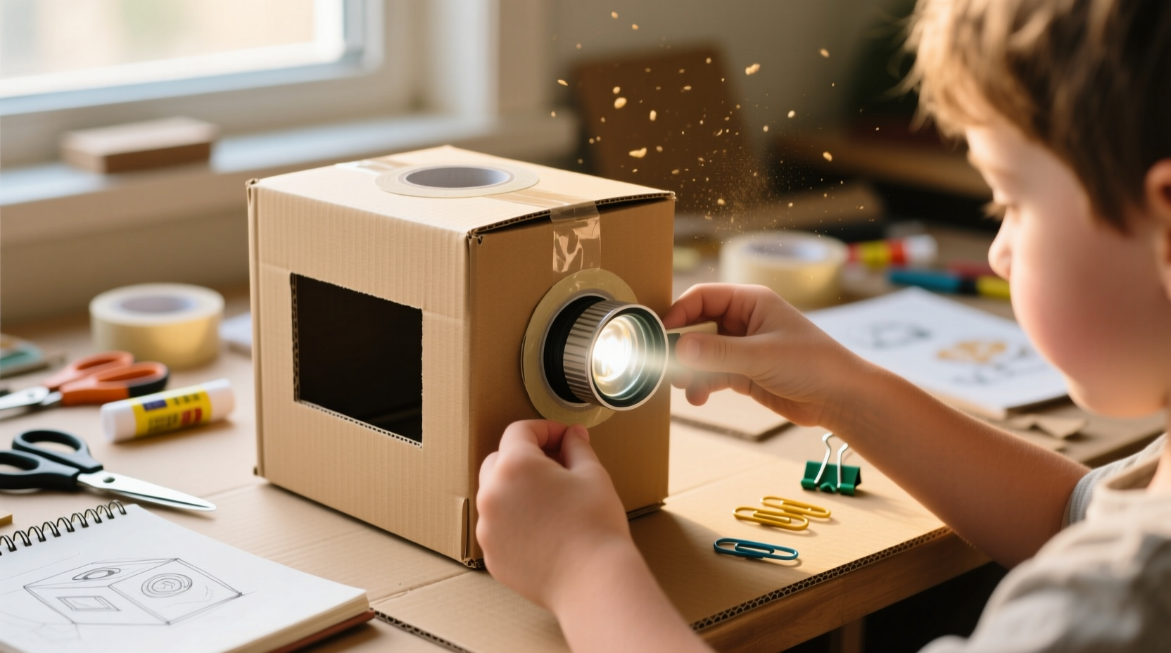 make your own diy projector out of cereal boxes