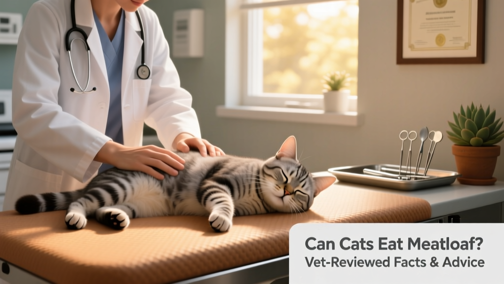 A veterinarian gently examining a calm domestic shorthair cat during a routine checkup